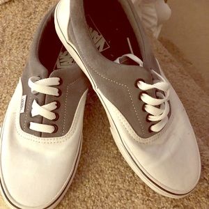 White and grey suede vans